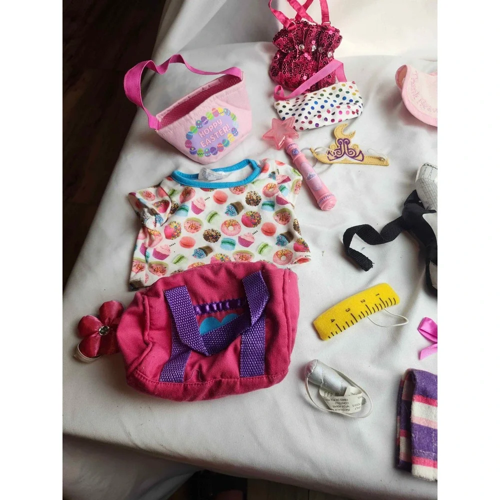 Build-A-Bear Accessory Lot T-Shirt Guitar Purses Bows Disney Princess Wand Bib